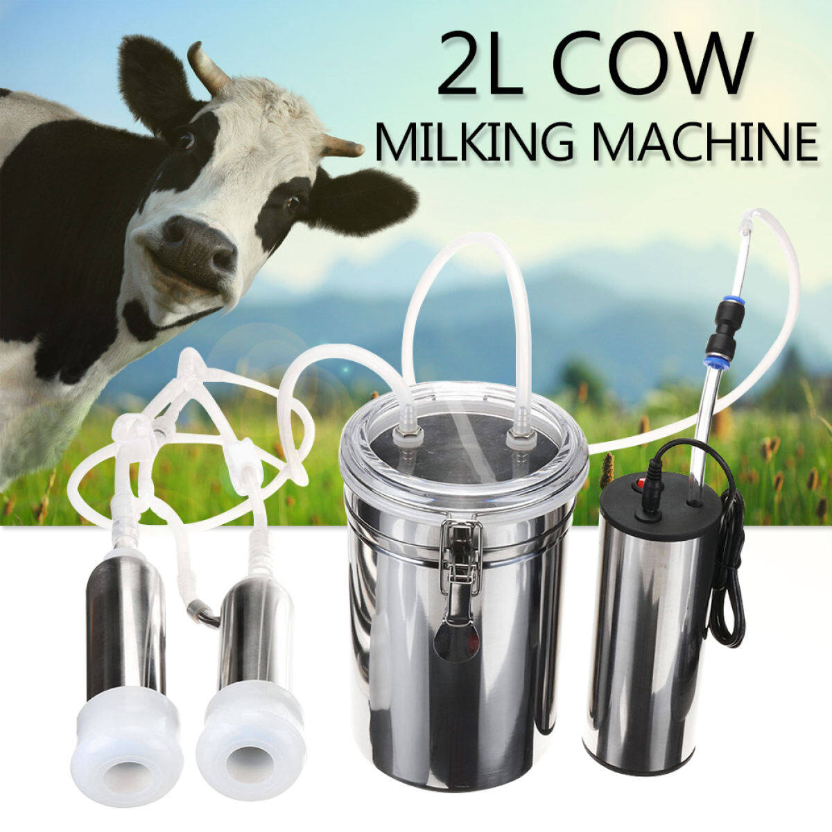 Shop Online 2L Electric Milking Machine Cow / Goat Milker Stainless Steel T...