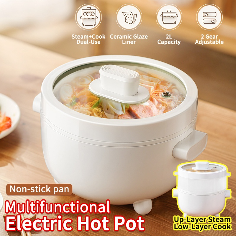 Nồi cơm điện 2l, nồi hấp gốm đa năng gia dụng ký túc xá nồi hấp, chảo chống dính chảo lẩu