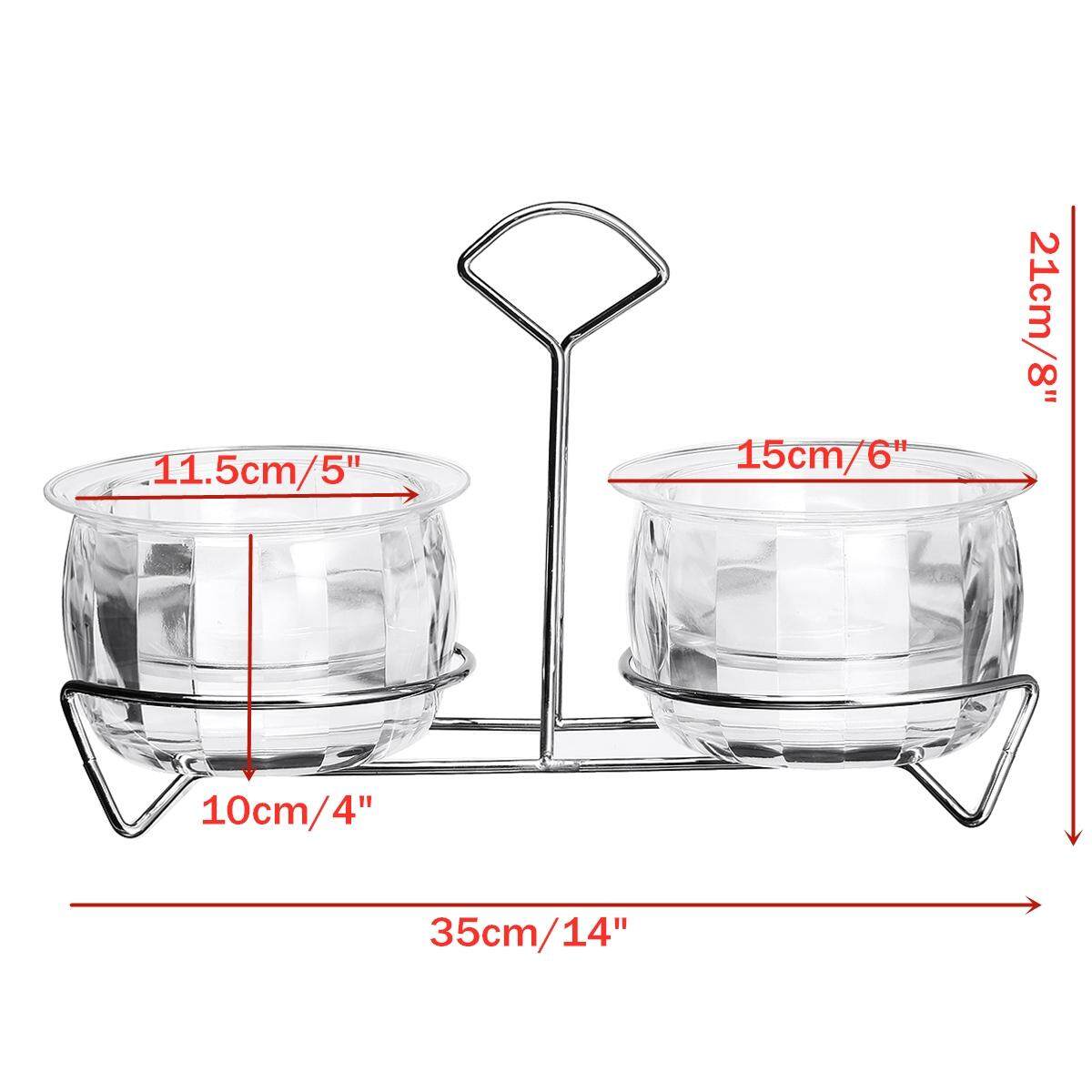 Generic Stainless Steel Salad Dressing Double Bowl Dips Sauce Serving