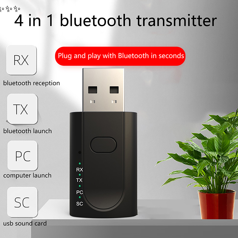 Bluetooth 5.1 thiết bị thu nhận âm thanh Transmitter 4 trong 1 đầu ra máy