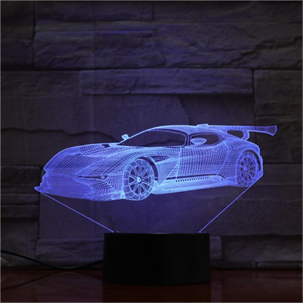 Super Ô Tô Đang Chạy Đèn Acrylic 3D 7 Thay Đổi Màu Sắc Đèn Ban Đêm Quà