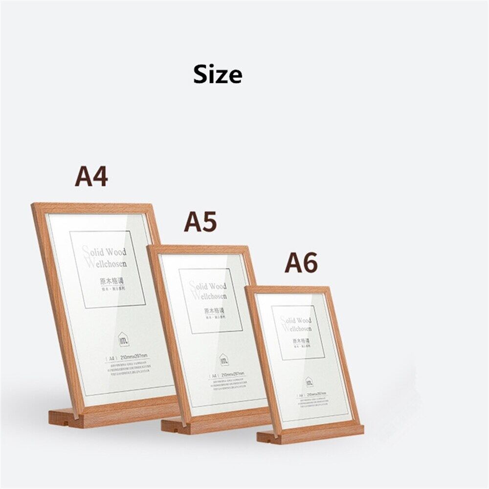 A6 T And L Shaped Table Wood Sign Card Holder Stand Restaurant Advertising