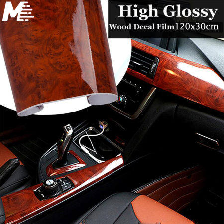 Glossy Maroon Wood Grain Car Sticker by MileRush