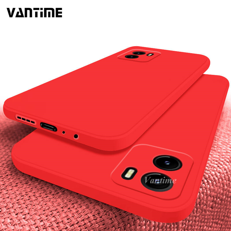 Vantime cho Vivo Y15s Y15A Vỏ vuông viền Vỏ silicon lỏng Bảo vệ ống kính Ốp lưng mềm mỏng