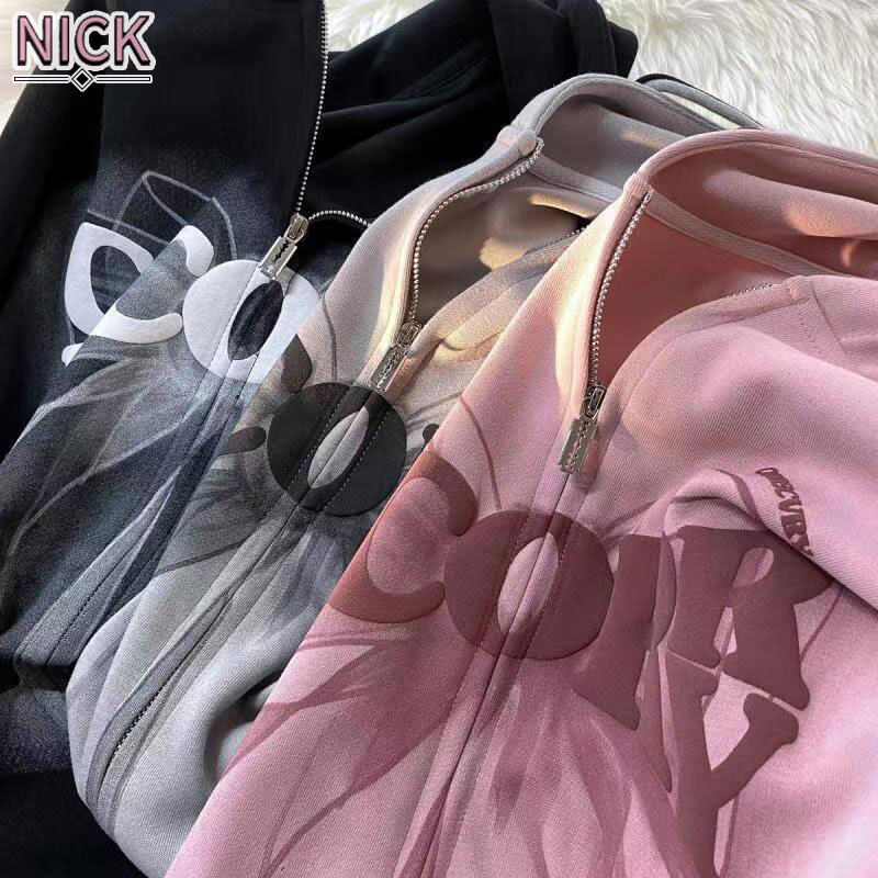 Nick áo khoác cho nữ áo cardigan học sinh dáng rộng mỏng áo nỉ có mũ