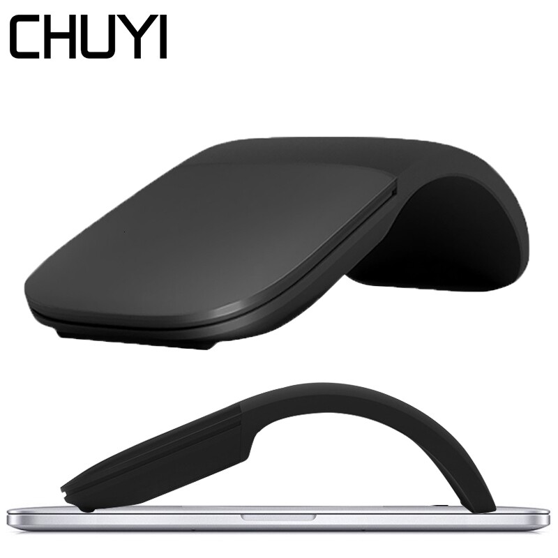 CHUYI Folding Mouse Silent Wireless Bluetooth Mouse Arc Touch Roller Mice Ultra Thin Laser Gaming Foldable Mause For Microsoft PC Laptop 【Ready Stock】