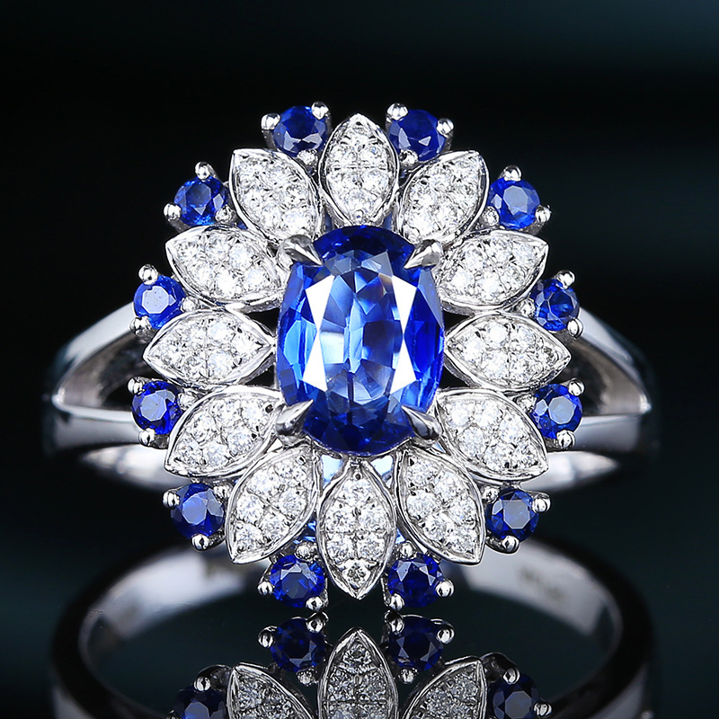 Liliya Nhẫn Điều Chỉnh Mở Có Thể Điều Chỉnh Bằng Đá Zircon Tinh Xảo Giả Màu Xanh Dương Sang Trọng A1R