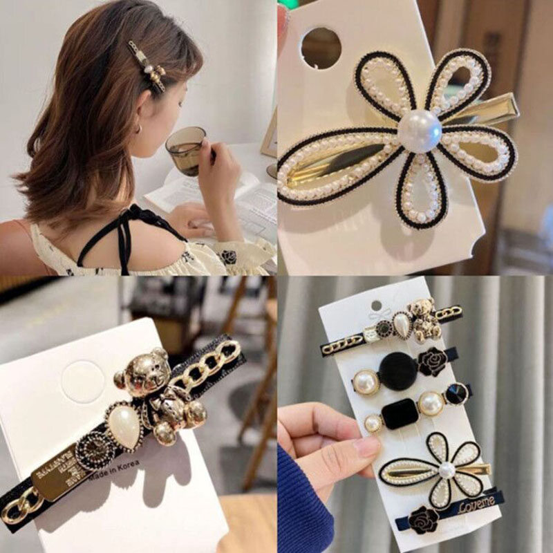 5 Cái/bộ Kẹp Tóc Ngọc Trai Cho Nữ, Kẹp Tóc Nữ Thanh Lịch Kim Cương Giả Phụ Kiện Tóc Nữ Lông Vũ Hoa
