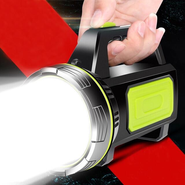 Đèn Pin LED Mạnh Mẽ Có Thể Sạc Qua USB Tìm Kiếm Ánh Sáng Cắm Trại Spotlight Đèn Làm Việc Tay Cầm Đèn Siêu Thời Gian Đợi Lâu