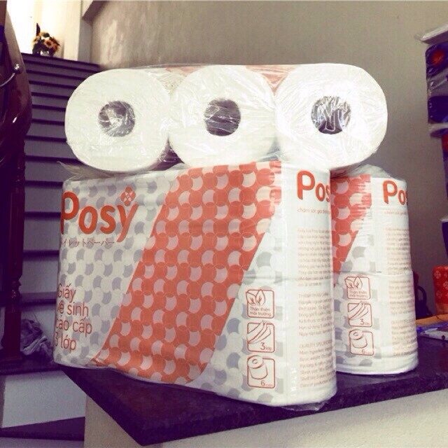 Giấy vệ sinh posy cao cấp 6 cuộn 3 lớp có lõi