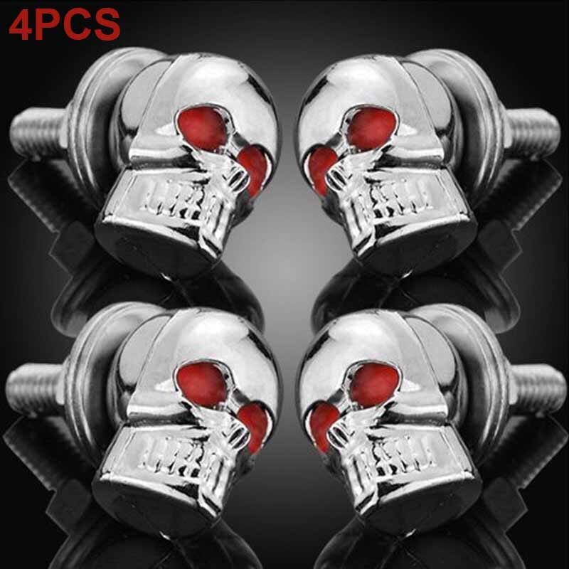 4 cái Chrome 3D sọ biển số xe máy bu lông ốc vít cho Harley