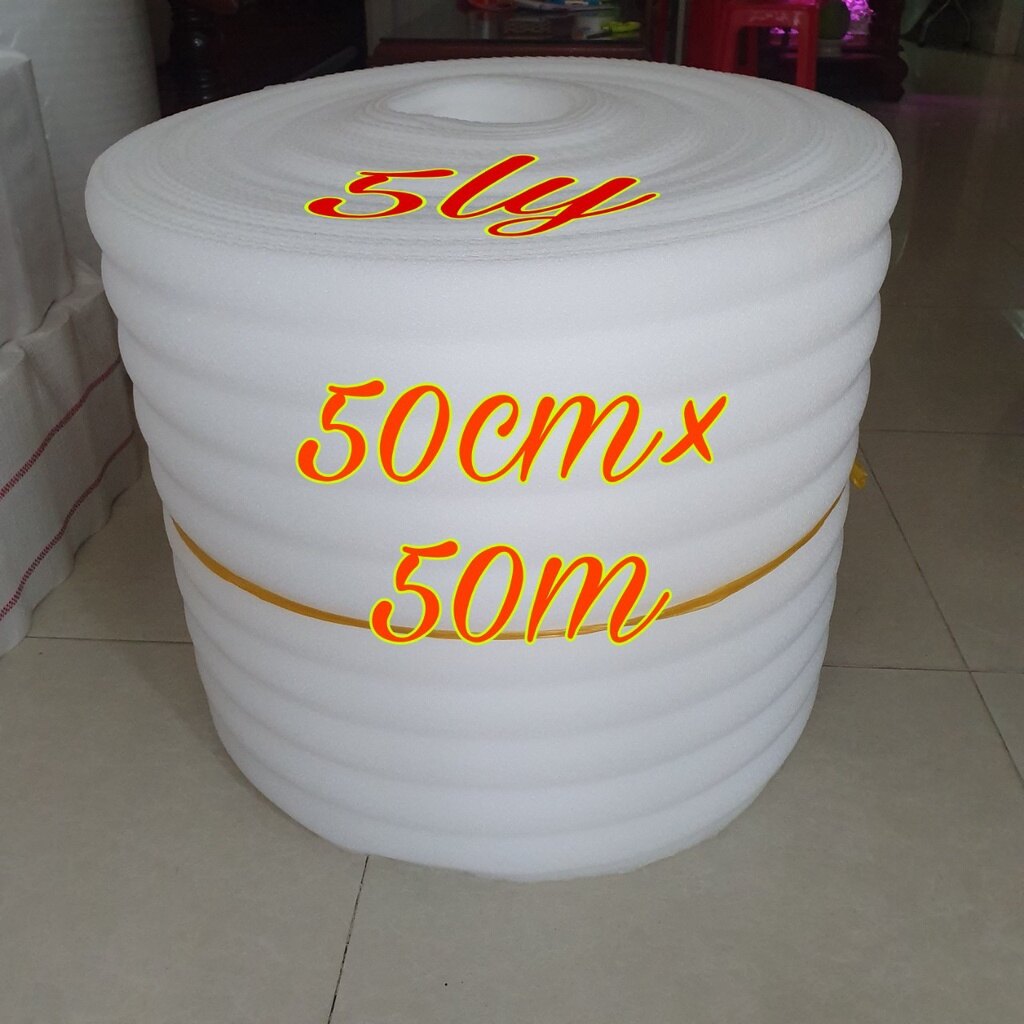 Cuộn Xốp Pe Foam Dày 5mm cao 50cm dài 50m bọc hàng