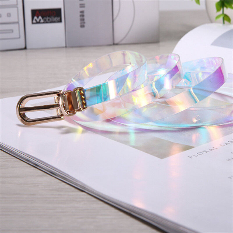 Mode shop dây thắt lưng nhựa bản rộng có khóa cài ghim trong suốt thời trang thắt lưng thắt lưng punk vô hình