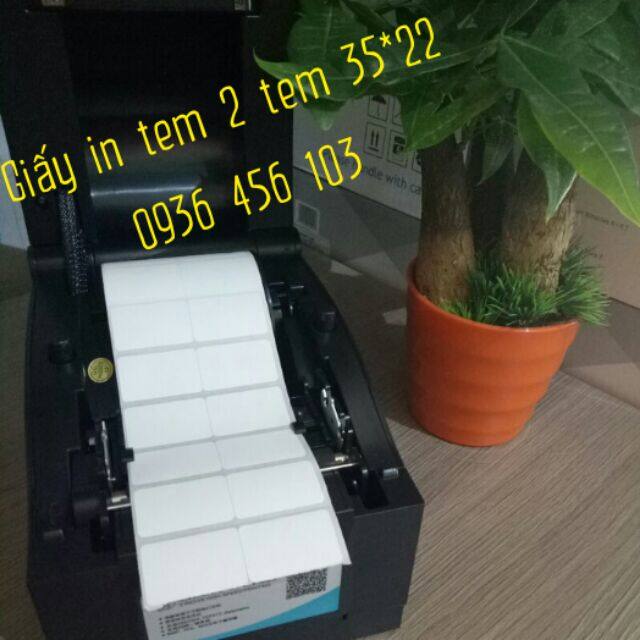 Giấy in tem mã vạch khổ 2 tem /1 hàng kích thước 35*22mm 1 tem