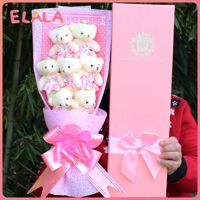 【ELALA】Little Gấu Teddy Bear, Bó Hoa, Bó Hoa Hoạt Hình Để Gửi Tanabata Quà Tặng Ngày Lễ Tình Nhân