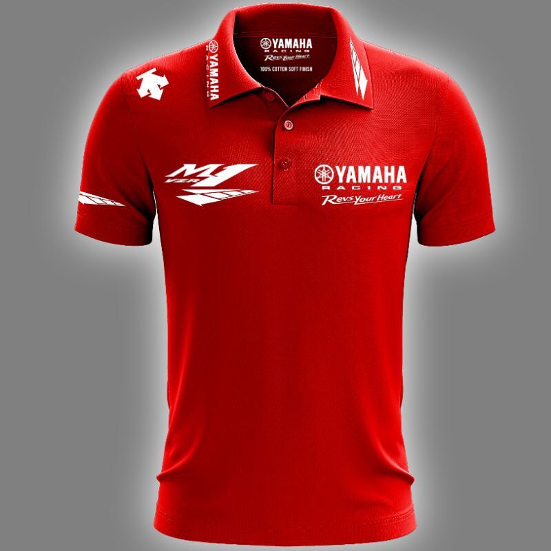 Super Premium: Yamaha Racing Raves Your Heart Essential Logo Mens Casual Short Sleeve Graphic Polo Shirt For Men Women