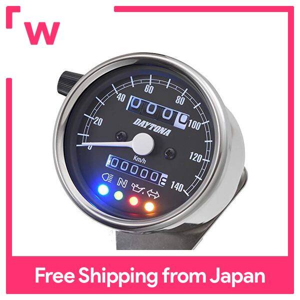 Daytona cơ khí Đồng hồ tốc độ cho xe máy thân thép không gỉ/bảng đen/trắng LED φ60 140 km/h hiển thị với chỉ số 15637