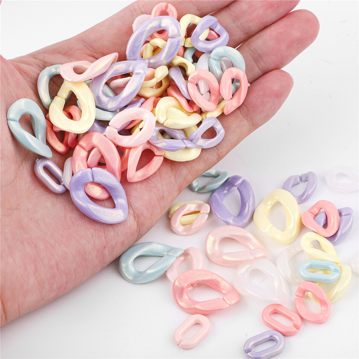 45-125 chiếc vòng nối dạng xích acrylic màu kem vòng nối dạng hạt để làm trang sức vòng tay tự làm vòng cổ phụ kiện dây chuyền kính râm