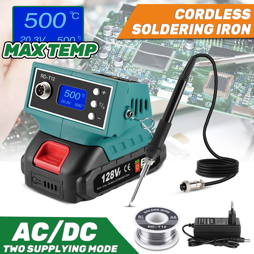 （Quà Tặng）500 ° C 2in 1 thông minh Trạm Hàn hàn điện mỏ hàn Màn hình hiển thị kỹ thuật số kỹ thuật số hàn điện mỏ hàn DC/AC hai điện cung cấp chế độ đa chức năng gia đình di động cho Makita 18V Pin
