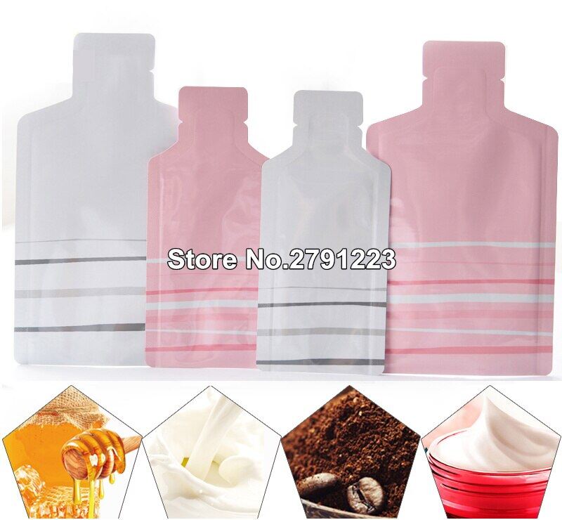 100Pc NEW White Bottle Shape Vacuum Sealer Pouches All Pink Storage Heat Seal Foil Bags Liquid/Powder/Juice Packaging Supplies