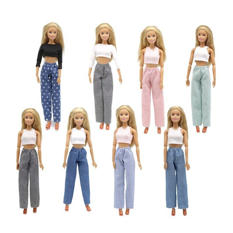 Mới 1/6 quần áo búp bê Thời Trang áo sát nách Và Giản Dị Quần Denim Lưới mặc hàng ngày Phụ Kiện quần áo cho Búp bê Barbie Búp Bê