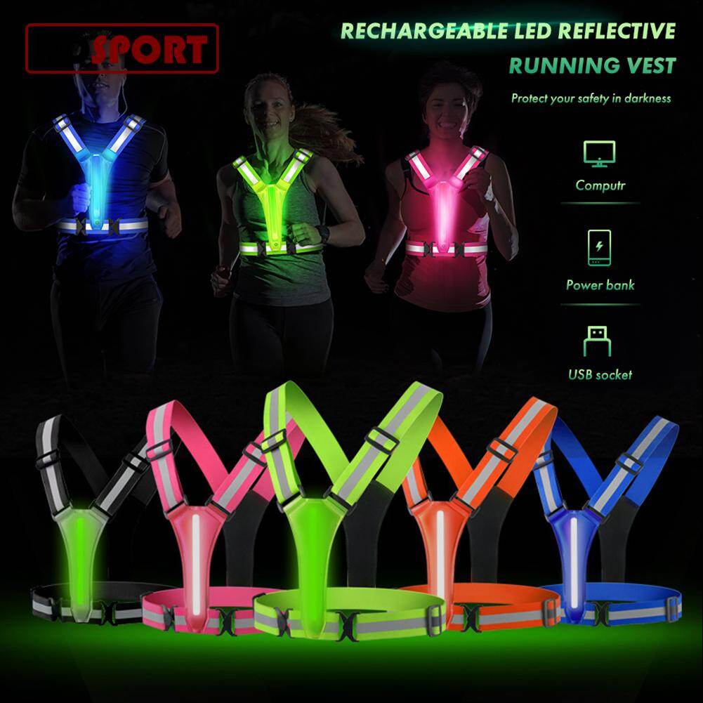 Hosport áo ghi lê chạy bộ phản quang led dây phản quang chạy bộ ban đêm sạc usb dây đàn hồi an toàn có thể điều chỉnh