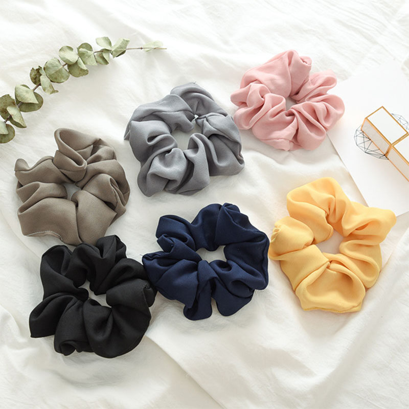 Dây Buộc Thời Trang Lụa Satin Dây Buộc Tóc Co Giãn Màu Trơn Ngọt Ngào, Dây Buộc Tóc Cho Nữ Bé Gái