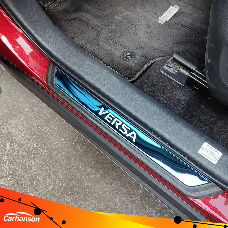 Carhanson Phụ Kiện Ô Tô Cho Nissan Versa Dải Trang Trí Cửa Bậc Thang Bên Hông Bằng Thép Không Gỉ 2016-2023 Miếng Dán Bảo Vệ Bàn Đạp