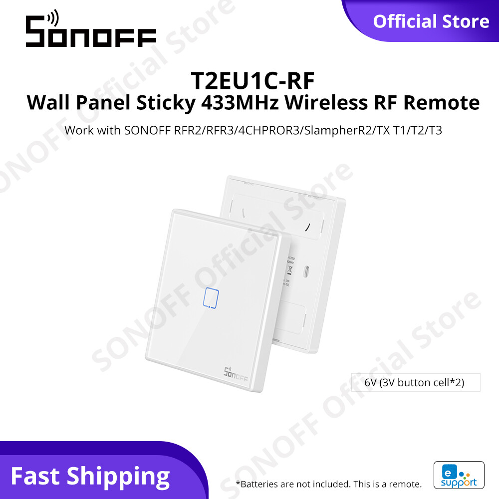 SONOFF T2EU-RF Điều khiển từ xa 433MHz Bảng điều khiển treo tường loại 86 Điều khiển từ xa RF không dây dính Điều khiển từ xa nhãn dán tường 1/2/3 Gang cho Công tắc tường sonoff TX / 4CHPROR3
