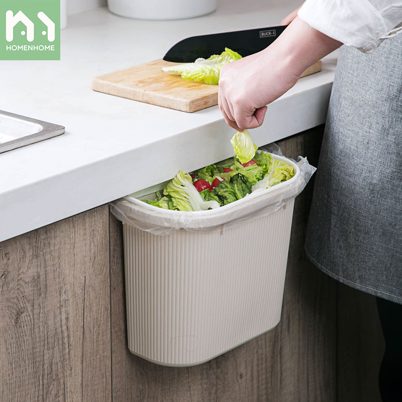 Thùng Rác Nhà Bếp Homenhome Giỏ Rác Treo Tường Kích Thước Nhỏ, Thùng Rác Treo Cửa Tủ Gia Dụng