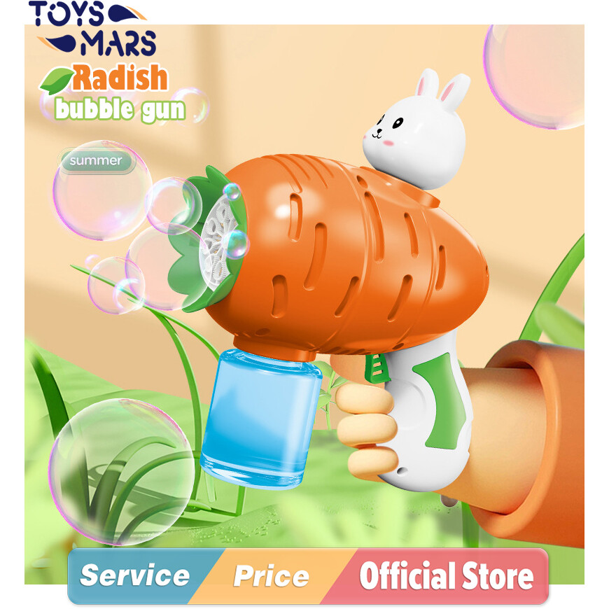 Toysmars máy thổi bong bóng xà phòng cà rốt 12 lỗ hoàn toàn tự động dễ thương thỏ bong bóng nhiều màu máy thổi bong bóng xà phòng