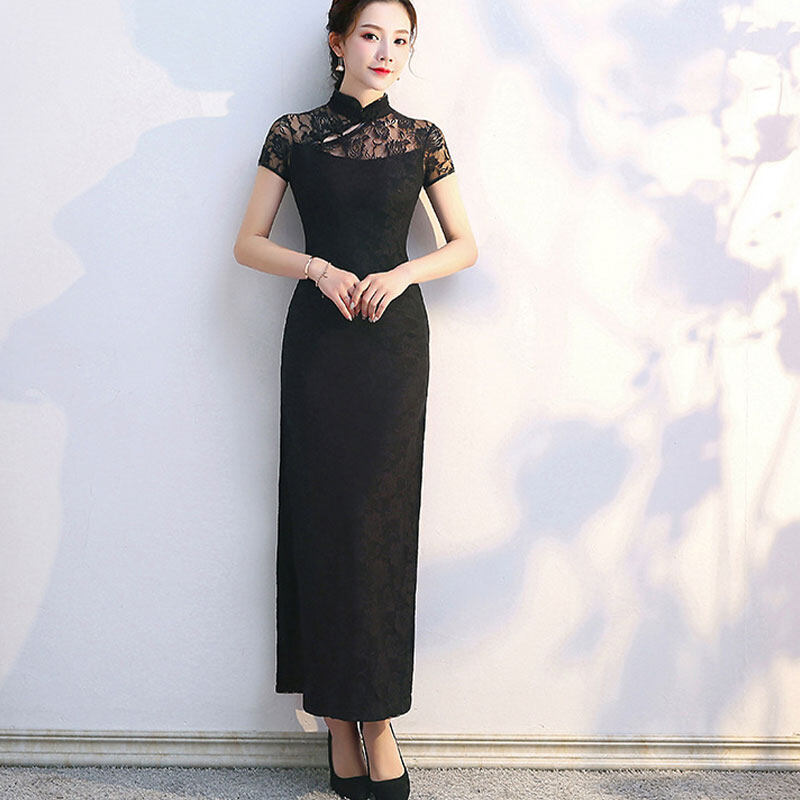 CHU MAN JIA   Sườn Xám Cho Nữ Sườn Xám Ren Váy Biểu Diễn Váy Cưới Chào Mừng Nghi Lễ Dài đầm sườn xám