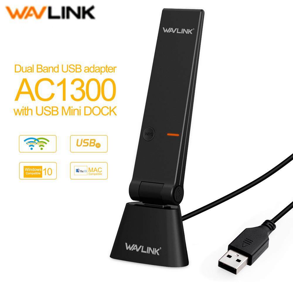 Wavlink WL-WN688U3D 1300Mbps 2.4G/400Mbps + 5G/867Mbps USB อแดปเตอร์แบบที่ตั้งไร้สายการ์ดเน็ตเวิร์ก 802.11a /g/n/AC สำหรับ PC