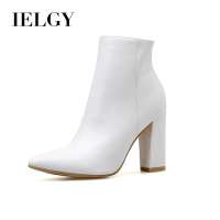 IELGY winter new 10cm high-heeled pointed toe plain Martin boots all-match womens ankle boots