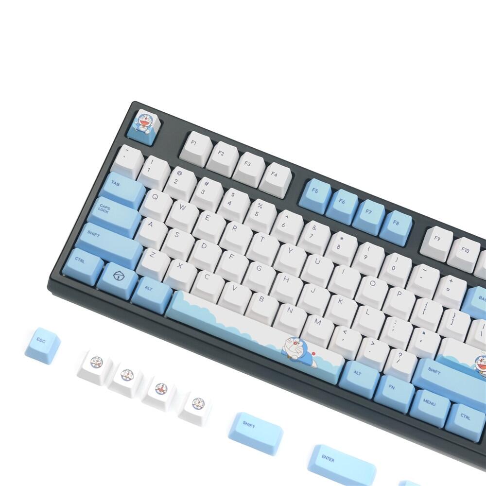 Phím phím doraemon pbt, bàn phím cơ cấu oem keycap, nhuộm 108 phím thăng hoa cho công tắc chry mx bàn phím 104 108