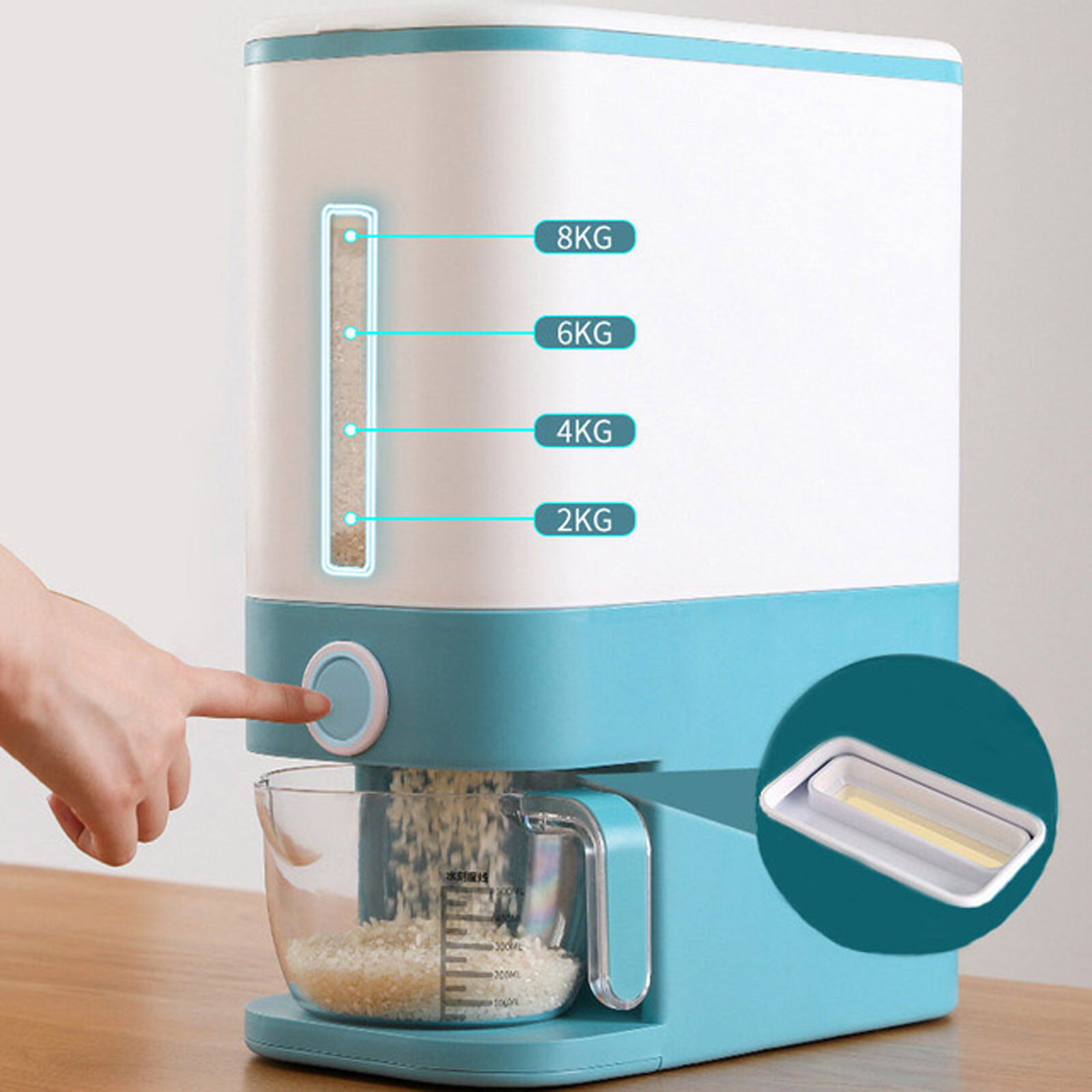 Hộp đựng ngũ cốc tự động 12kg tomor life, hộp đựng gạo ngũ cốc kín chống ẩm, hộp thức ăn lưu trữ ngũ cốc, hộp đựng gạo