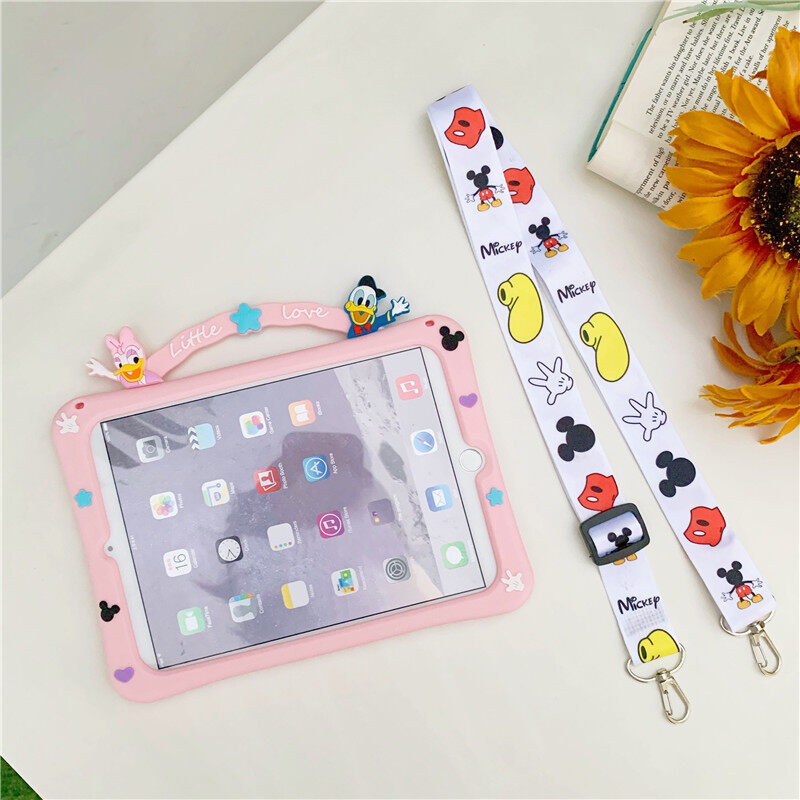 Ốp bảo vệ hình EVA Donald Duck kèm dây đeo vai dành cho iPad Mini 12345, iPad 234, iPad Air1/Air2, iPad 5th/6th Gen 9.7, iPad Pro 9.7, iPad 7th/8th Gen 10.2, iPad Air 3rd Gen 10.5, iPad Pro 10.5, iPad Pro 11 2018/2020, iPad Air 10.9