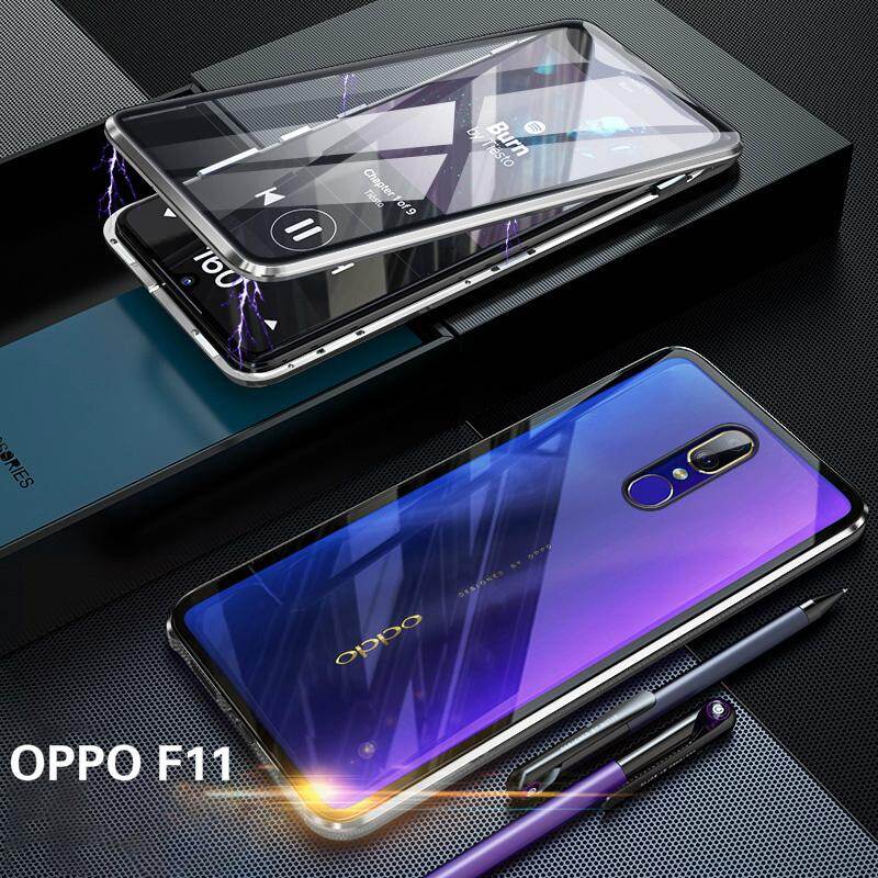 Kính Cường Lực 2 Mặt Từ Hấp Phụ Kim Loại Ốp Lưng Dành Cho Oppo F11 Điện Thoại Ốp Lưng Mỏng Miếng Dán Kính Cường Lực 2 Năm 1 Khung Nhôm Nam Châm Hấp Phụ Vỏ