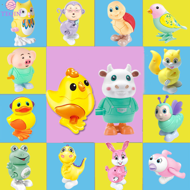 TEQIN Hot Sale Children Clockwork Toy Cute Animal Shape Luminous Baby Jumping Toy