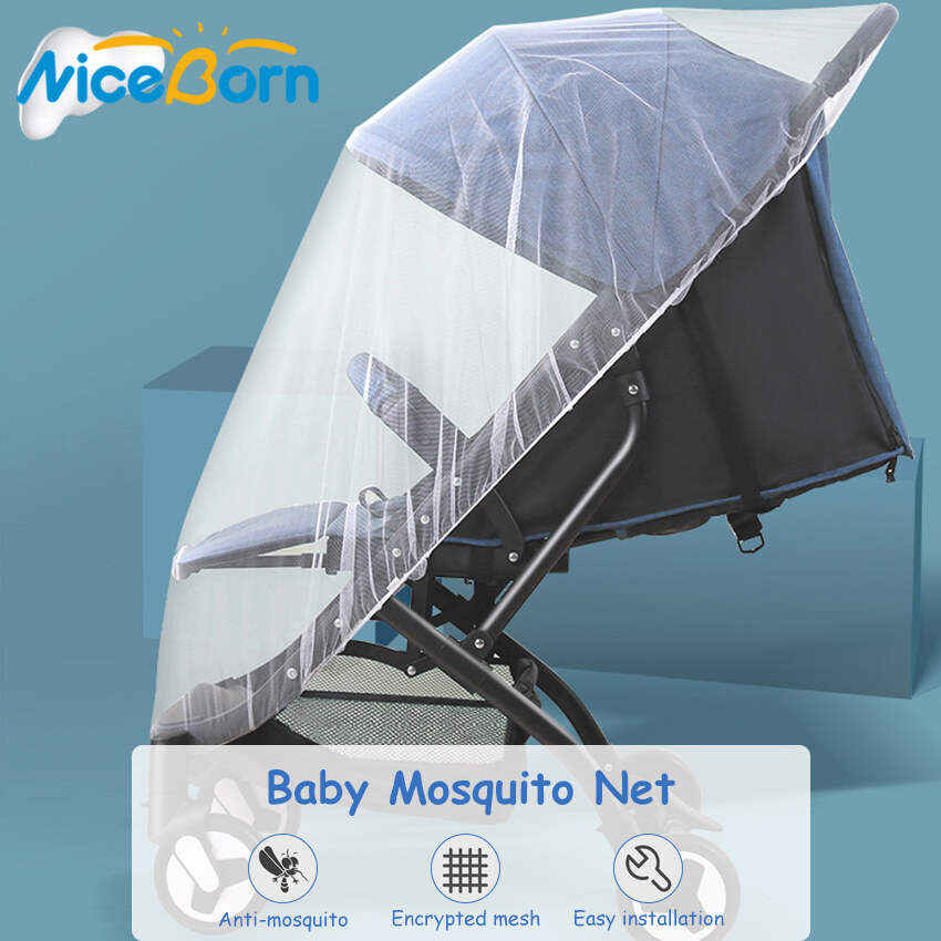 NiceBorn Baby Mosquito Net Ultra Fine Mesh Protection Against Mosquitoes NoSeeUms and Wasps Summer Safe Baby Kids Stroller Mosquito Net Pram Protector Carriage Fit for Strollers Car Seats