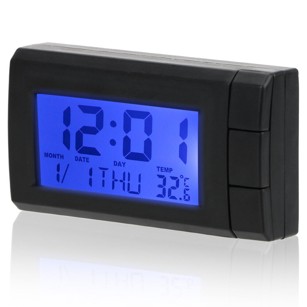 Đồng hồ hiển thị kỹ thuật số lcd tự dính cho xe hơi phụ kiện nội thất đèn nền màu xanh dương đồng hồ tự động đồng hồ đo nhiệt kế trang trí xe hơi đồng hồ điện tử hiển thị nhiệt độ