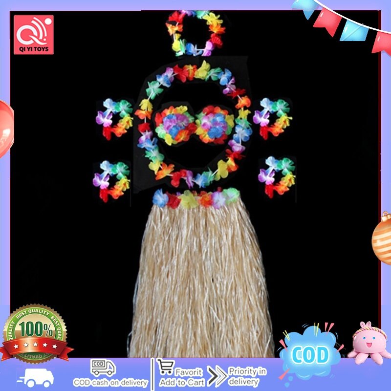 Thinkmax 8 cái Hawaii Cô Gái Váy & leis trang phục hóa trang, nhiệt đới Hula váy cỏ quà cảm ơn tiệc sinh nhật Womens trang phục Bộ