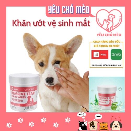 Khăn Vệ Sinh Lau Mắt, Tẩy Vết Ố Mắt Cho Chó Mèo , Vệ Sinh Mắt Chó Mèo