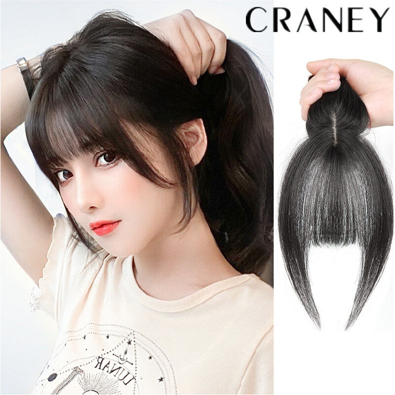 Craney 3D แยก Bangs วิกผมสตรีผม Bangs ธรรมชาติสมจริงสังเคราะห์คลุมทั้งหมดพร้อมวิกผมปิดหัวล้าน Hairpiece ผมหน้าม้าปลอม