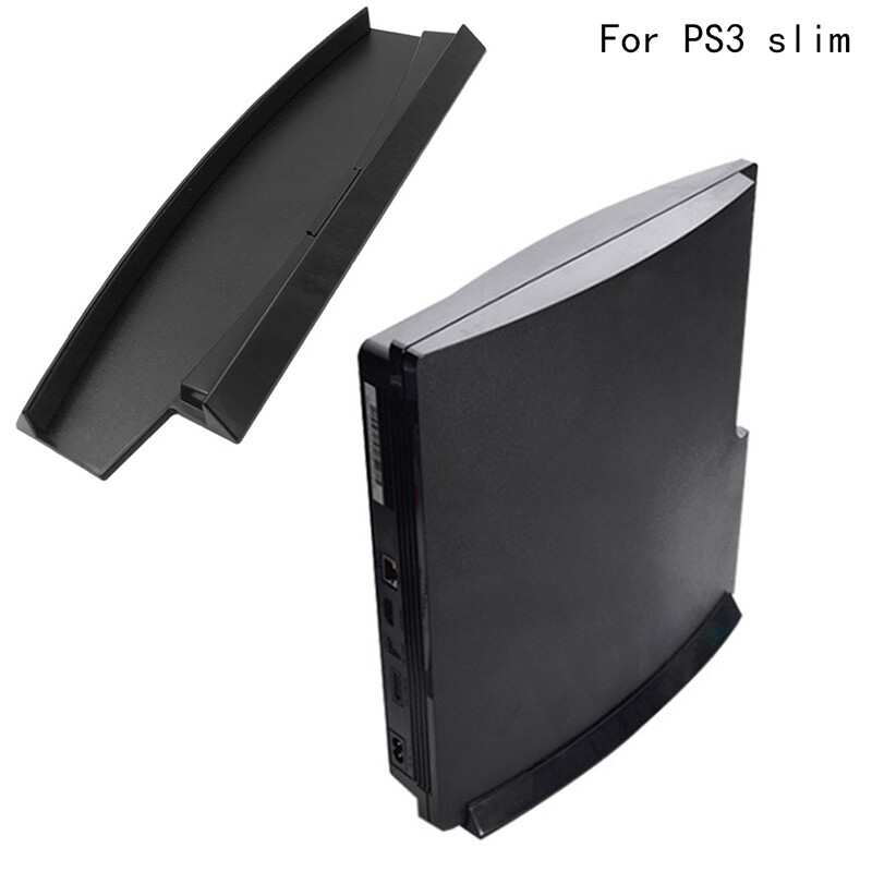 Huwobei3792797 Vertical Stand Holder Hold Dock Plastic bracket Base for PS3 Slim console Black