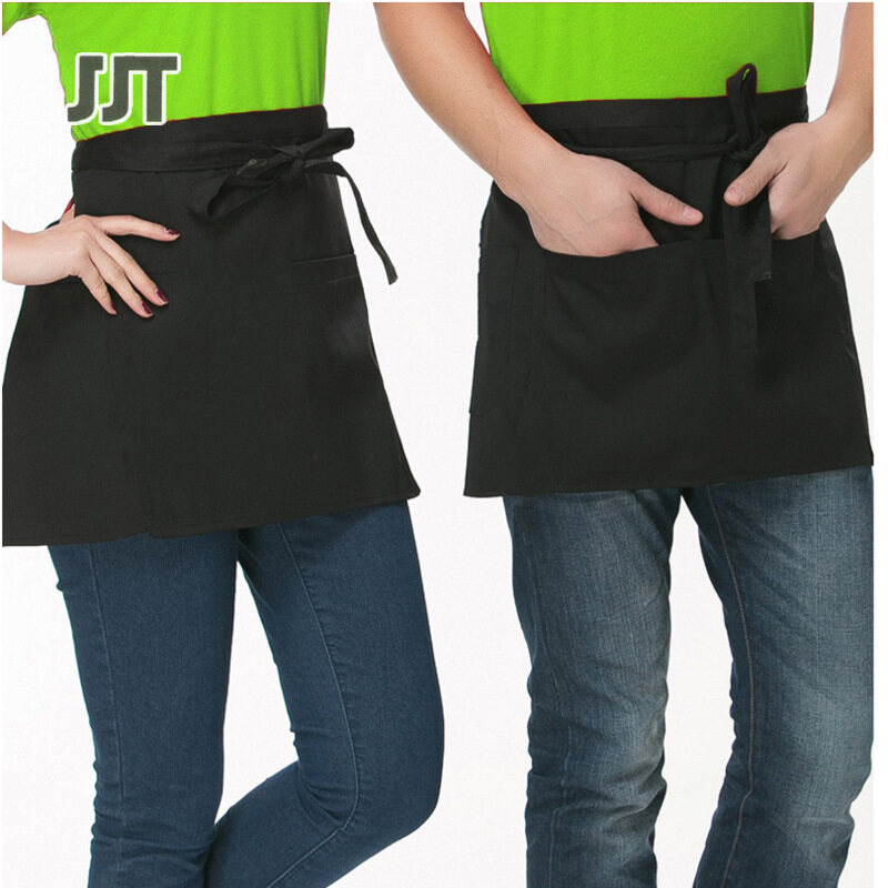 JJT Tạp dề Bông Polyester tạp dề đầu bếp ngắn tạp dề nửa eo