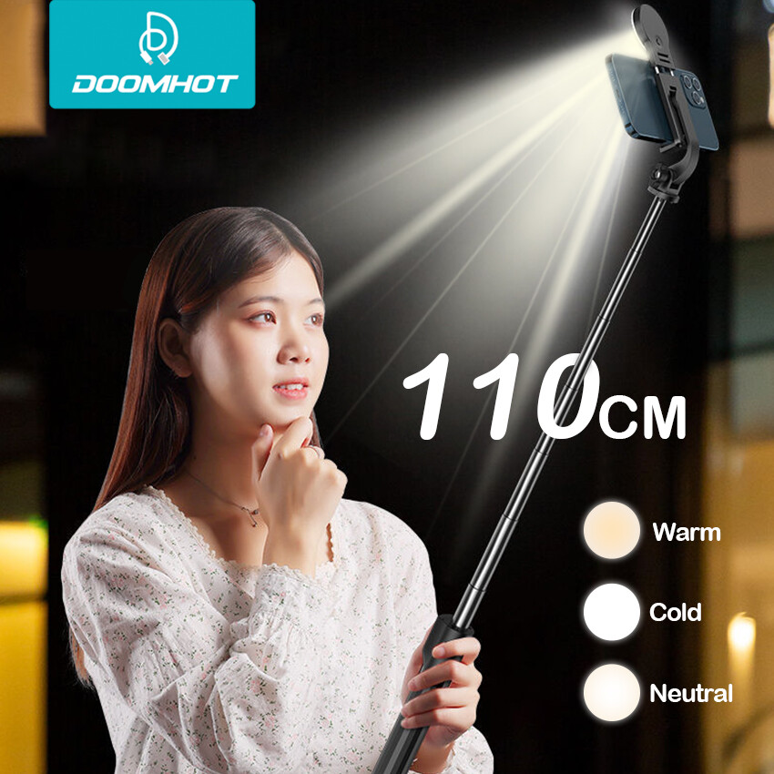 DoomHot Gậy Chụp Ảnh Gậy tự Sướng Có đèn LED Chân Đỡ Điện Thoại Tích Hợp Gậy Selfie Bluetooth Ảnh Tự Sướng Thanh Đứng Bộ Ổn Định Chống Rung Cây livestream điện Thoại Có đèn