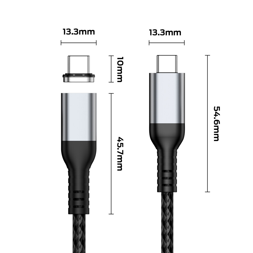 Heyapan cáp usb sạc nhanh pd 100 4.0 w cáp sạc nam châm nhanh, cáp dữ liệu từ tính, tương thích với macbook pro huawei matebook