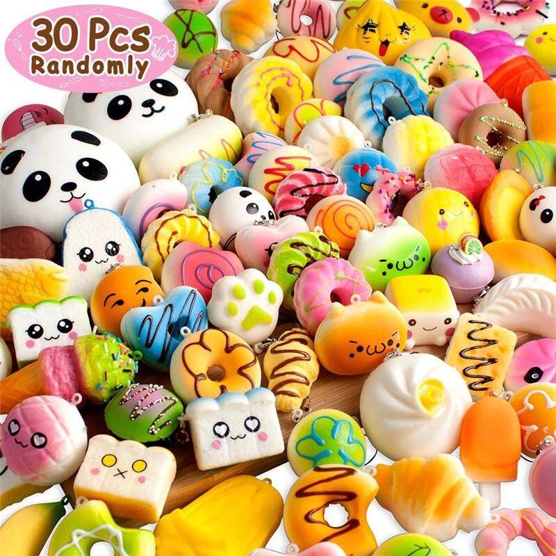 5/10/20/30 cái squishy bánh mì tăng chậm bánh búi mặt dây chuyền donut squishy đồ chơi đồ chơi bóp
