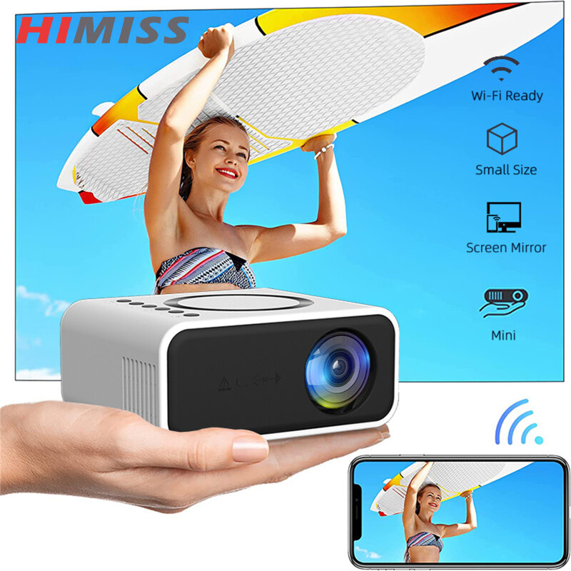 Yt300 mini máy chiếu di động đầy đủ chiếu hd màn hình kích thước 16-100 inch di động ngoài trời máy chiếu phim cho điện thoại ổ đĩa phát lại